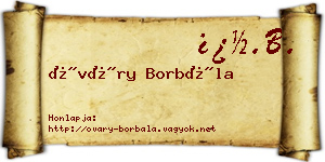 Óváry Borbála névjegykártya